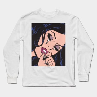 Goth Crying Comic Girl Long Sleeve T-Shirt